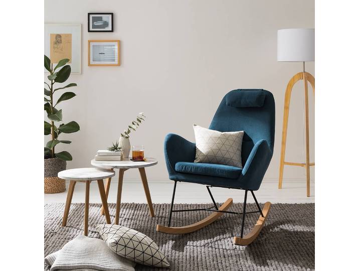 Schaukelsessel Harpster Blau/Marineblau Webstoff 70 x 96 x 83cm
