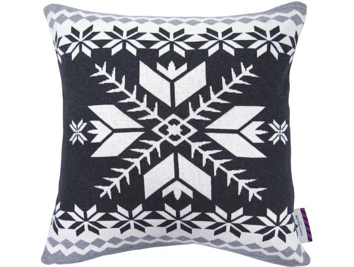 Dekokissen TOM TAILOR HOME NORDIC Gr. 1, grau (anthrazit, weiß, gemustert), B:50cm L:50cm, Baumwolle, Dekokissen_Sitzkissen_Kissenhüllen, Dekokissen, Kissenhülle ohne Füllung, 1 Stück