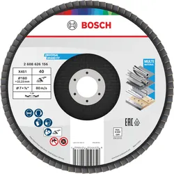 Bosch X451 Fächerschleifscheiben, 180mm, T29, K40 - 2608626156