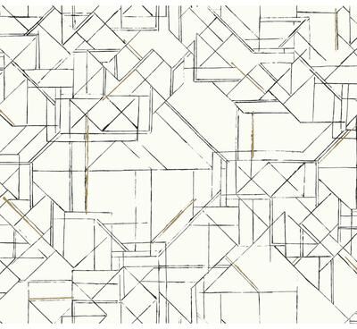 York Wallcoverings Prism Schematics Black & Gold Peel & Stick Wallpaper