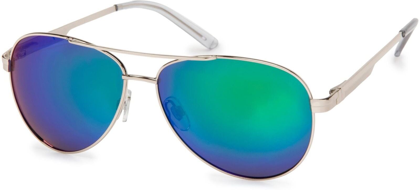 Pilotenbrille STYLEBREAKER "Polarisierte Piloten Sonnenbrille mit Etui", Herren, grün (gestell silber, glas grün verspiegelt), Modisch, Sonnenbrillen Pilotenbrille