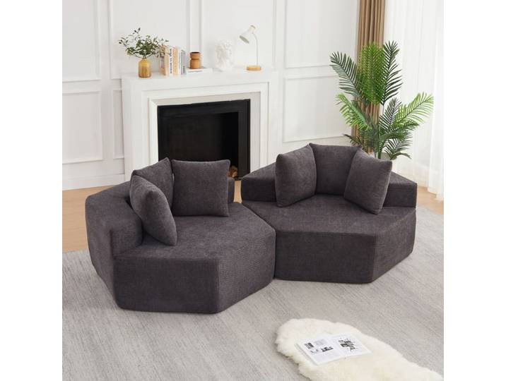 Fauteuil modulable hexagonal - Design hexagonal - Fauteuil individuel - Style moderne - Chenille douce et bouclée