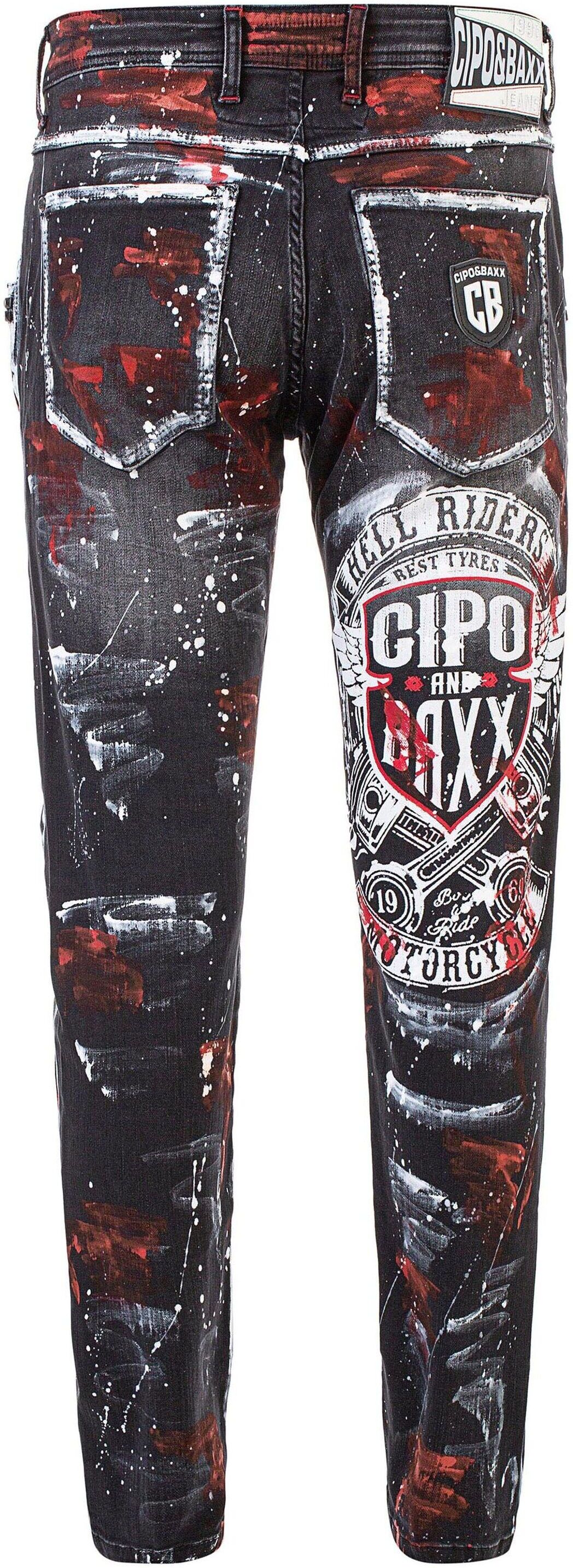 5-Pocket-Jeans CIPO & BAXX "Cipo & Baxx Jeans", Herren, Gr. W40/L34, Länge 34, schwarz, Obermaterial: 98% Baumwolle CO. 2% Elasthan EL., regular fit, Jeans 5-Pocket-Jeans, im coolen Streetstyle, CD715