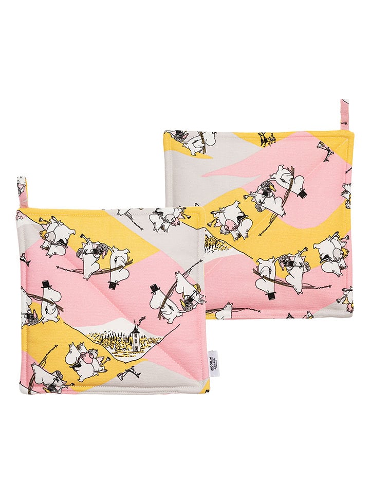 Moomin Topflappen "Family Time" in Rosa/ Gelb - (L)22 x (B)22 cm - onesize