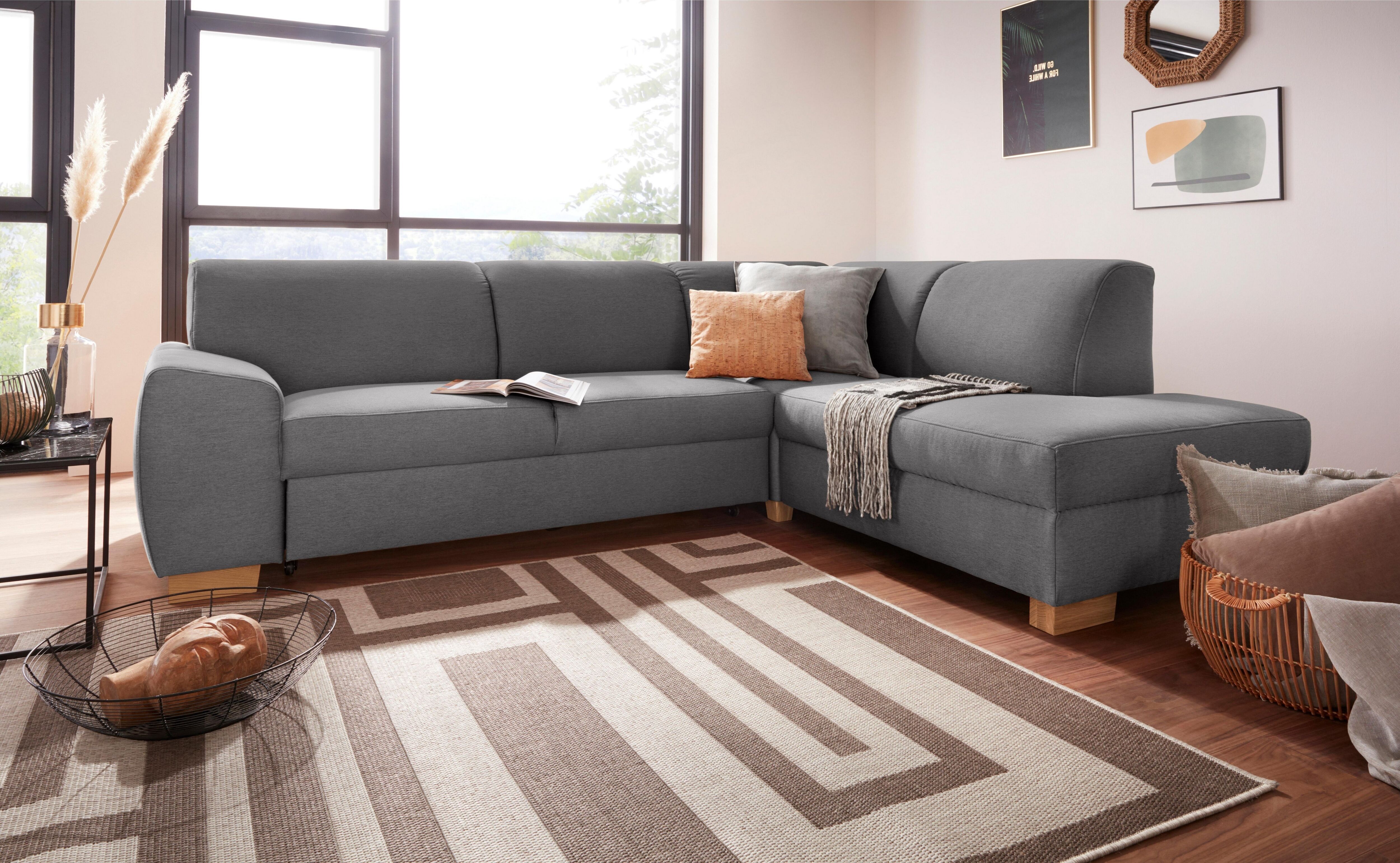 Ecksofa DOMO COLLECTION "Incanto kubische Formensprache, Breite 260cm, komfortabel, L-Form", grau, B:260cm H:81cm T:195cm, Sofas, Ecksofa, ohne Bettfunktion, Feinstruktur