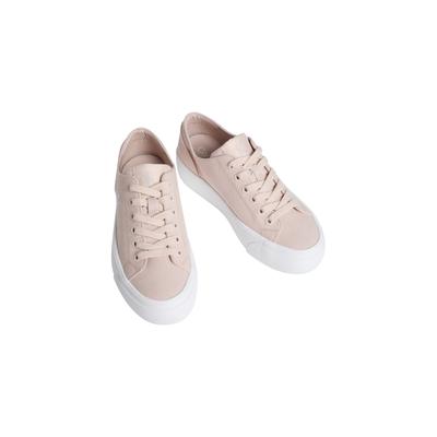 Plateausneaker CALVIN KLEIN JEANS "VULC FLATFORM LOW CV MG", Damen, Gr. 41, Textil, rosa (rose), unifarben, Schuhe Plateausneaker, Schnürschuh, Freizeitschuh, Halbschuh mit seitlichem Logo