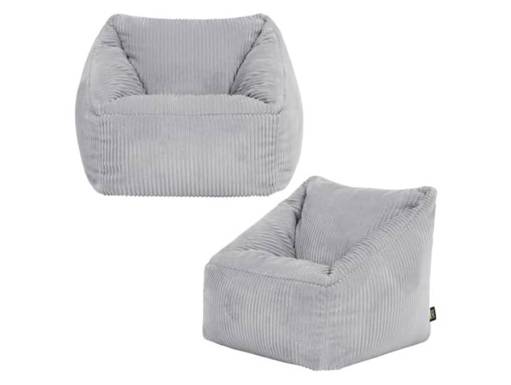 Icon Natalia Cord Sitzsack Kinder Sessel mit Füllung, 2er Pack, Grau In Deutschland Hergestellt, Sitzsack Sessel, Weicher Cordstoff, Kinder Sessel für Kinderzimmer und Schlafzimmer