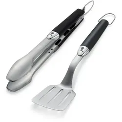 Weber Premium Grillbesteck Kompakt - 2-teilig, Edelstahl, Schwarz