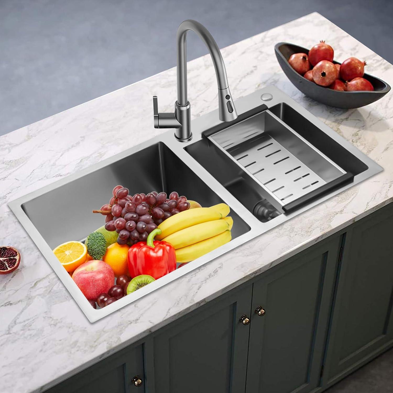 Edelstahl Küchenspüle mit zwei Becken 78×43×21cm