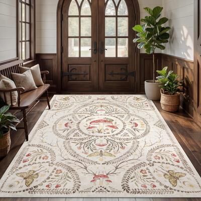 Garvee Mushroom Botanical Area Rugs for Living Room Bedroom