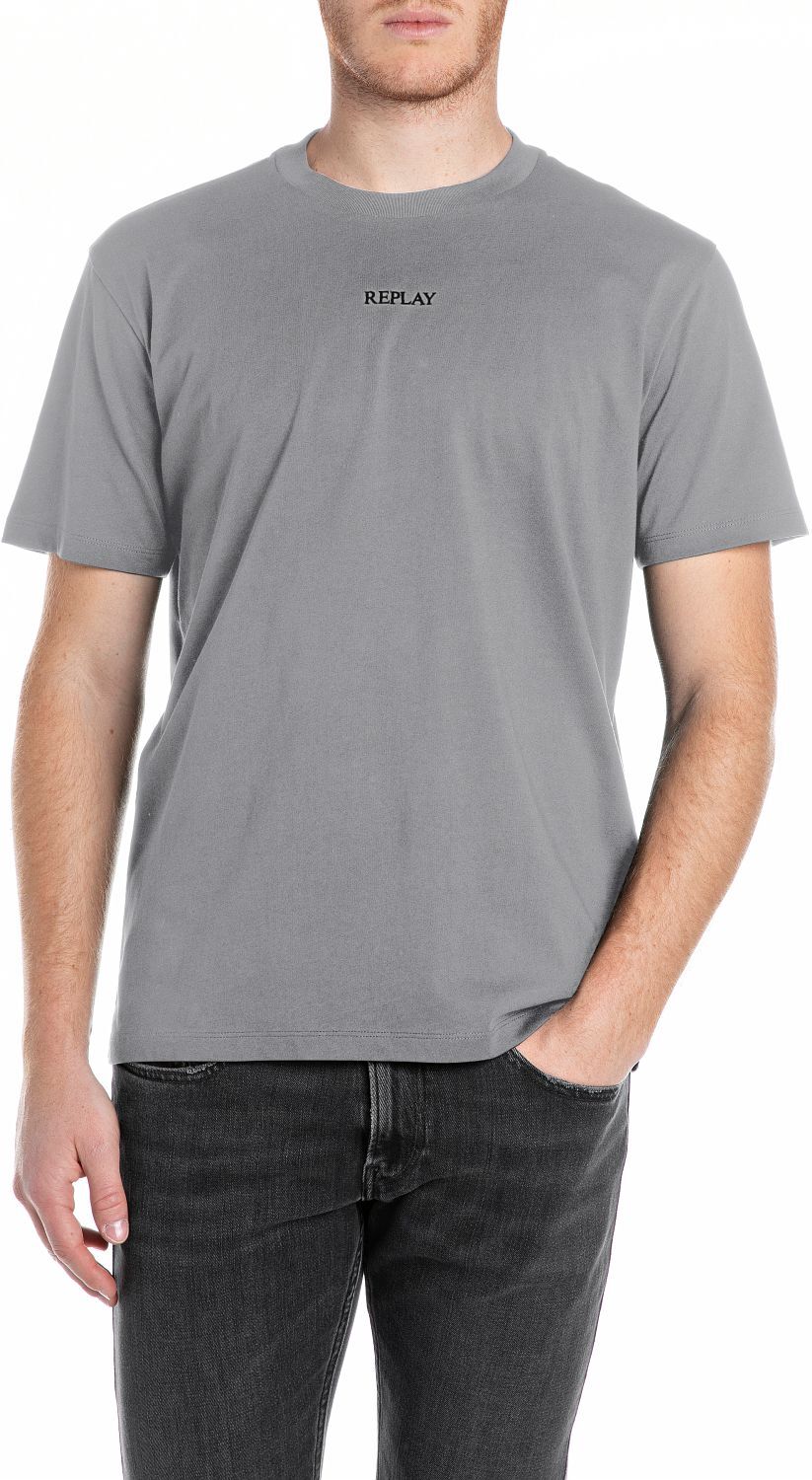 T-Shirt REPLAY, Herren, Gr. S, grau (lead grau), Jersey, Obermaterial: 100% Baumwolle, regular fit normal, Rundhals, Shirts T-Shirt lead grau S