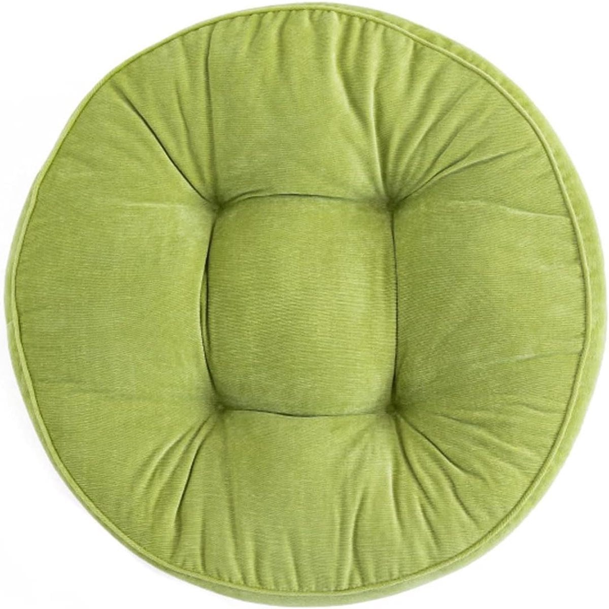 Rond Corduroy Zitkussen en Vloerkussen - Groen - Diameter: 52 cm