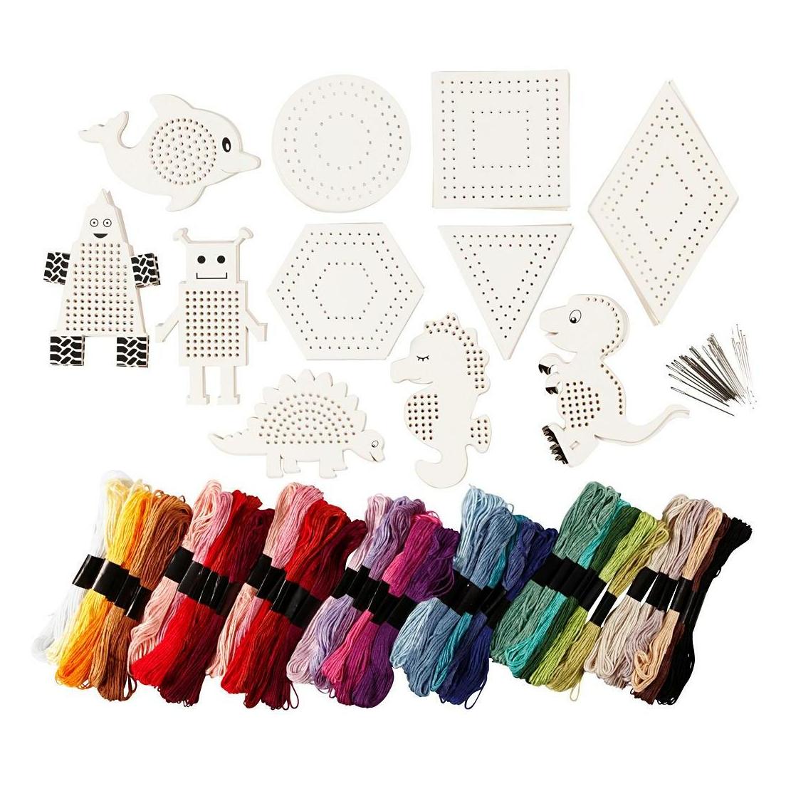 Creativ Company Stickgarn mit Stickrahmen assortiert (97074)