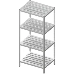 Stalgast Edelstahl Regal mit Gitterrost-Böden, 600x500x1800 mm, verschweißt