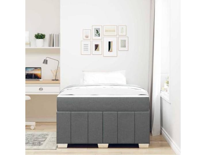 KTHLBRH Bett dunkelgrau 120 x 200 cm mit Matratze Atmungsaktives Gewebe, Lattenrost aus Holz, Unterstützung 280 kg, einfache Montage