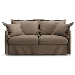 Madinitaly, Sofa + Bettsofa, Express-Sofa 3-Sitzer - MYKONOS - Como 5 Antelope-Stoff - 185 x 104 x 90 cm - MONDO (3-Sitzer)
