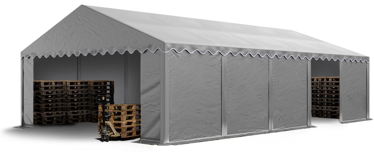 TOOLPORT Lagerzelt 5x10 m Unterstand Weidezelt Garagenzelt PVC Plane 700 N wasserdicht in grau