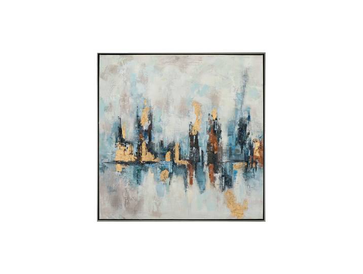 Handgemaltes Bild „Komposition in Blau-Gold“ 90 x 120 cm Blau, Grau, Gold Crea Collection