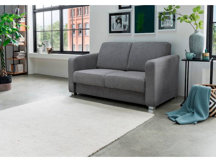 Schlafsofa, 159x87 cm, Polyester, Grau, Ausziehbar & 2 Einzelauszüge, Klassisch, Inosign