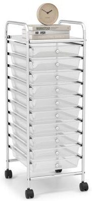 Costway 10 Drawer Rolling Storage Cart Organizer with 4 Universal Casters-Clear