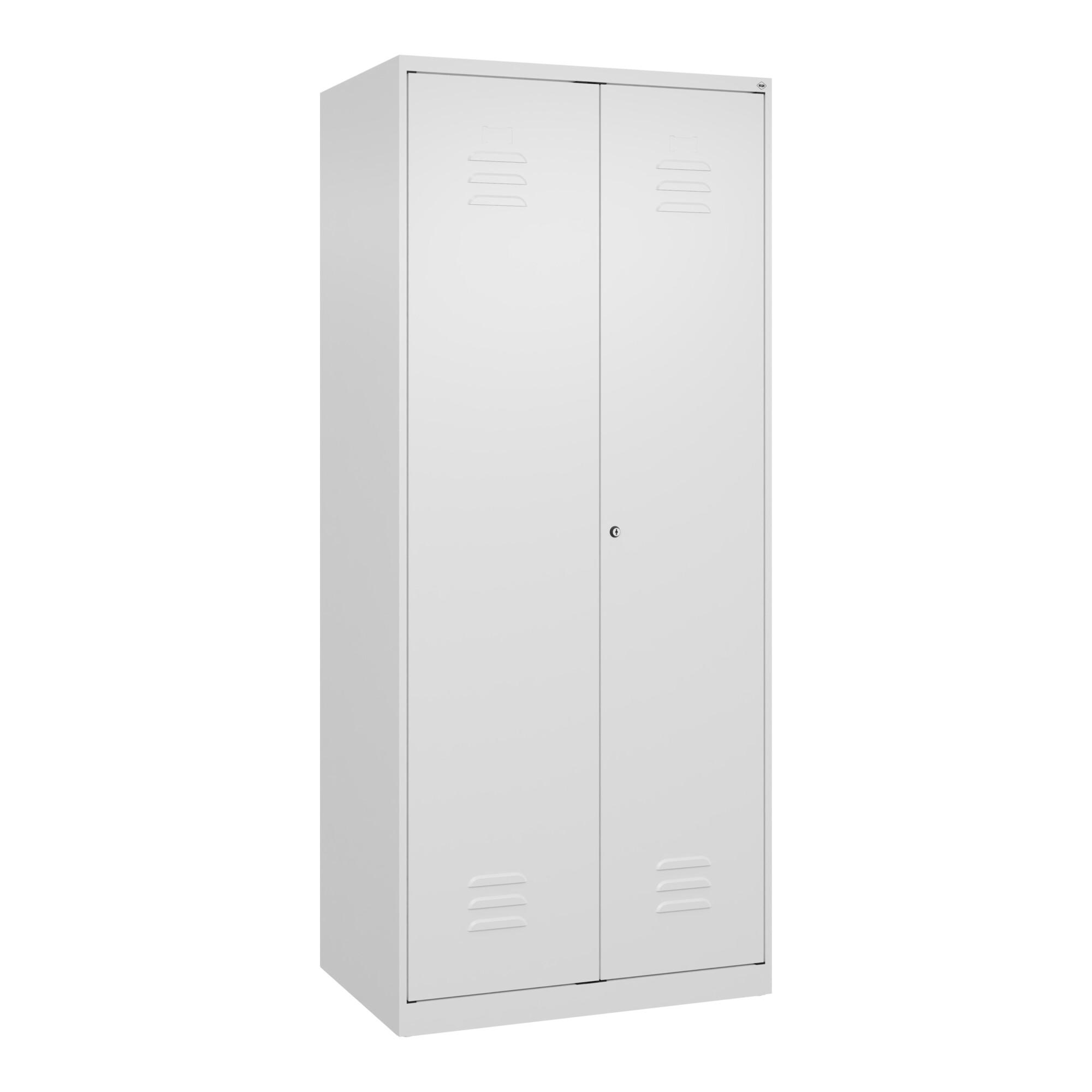 C+P Wäsche-/Garderobenspind Classic PLUS, 2 Abteile, 1850x800x500mm, 9016/9016 Verschluss Zylinderschloss Front RAL 9016 Verkehrsweiß ; C + P Möbelsys (080600-22|S10025)