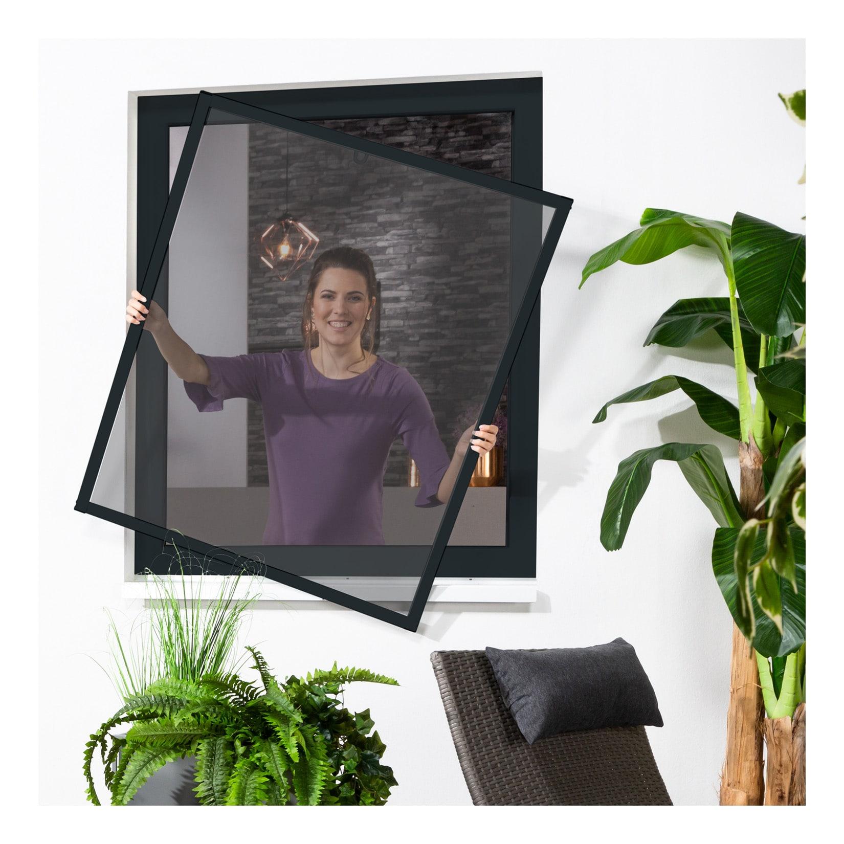 Insektenschutz-Fensterbausatz "MASTER SLIM" 130x150 cm in Anthrazit mit Pollenschutz