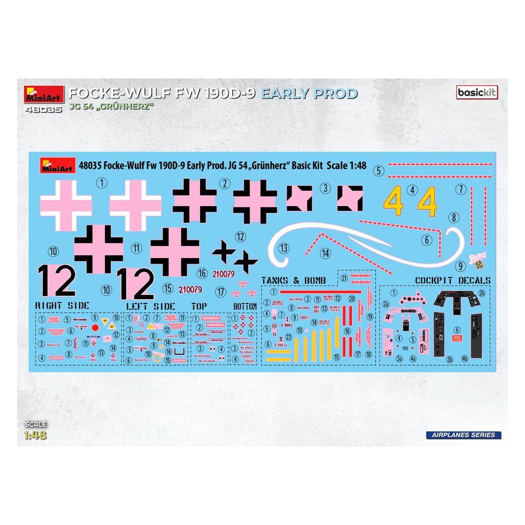 Mini art Focke-Wulf Fw 190D-9 Early Prod. JG 54 Grünherz Basic Kit. (48035)