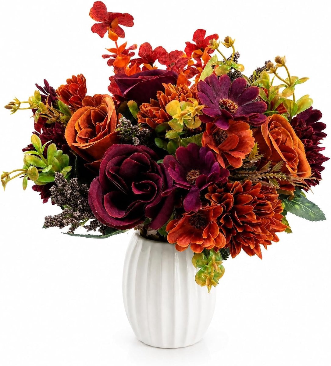ShopVlot Herfstdecoratie Binnen Boeket met Kunstmatige Rozen en Hortensia's