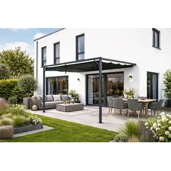 Wandpergola „AURIS“ – Moderner Sonnenschutz für die Terrasse, 3 x 3 m Anthrazit