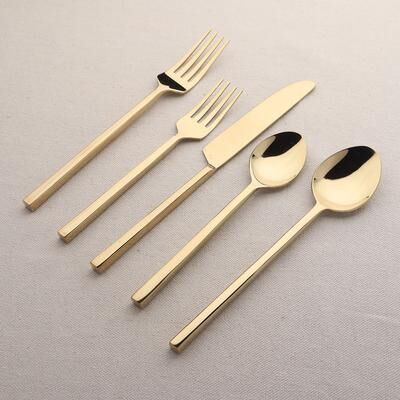 INOX ARTISANS Jason Gold PVD 5 Pc. Flatware Set