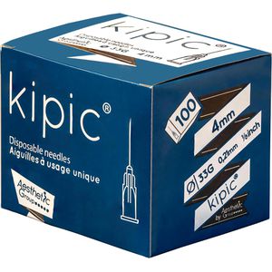 KIPIC Kanülen Mikroinjektion, spitz, 100 Stück, 33G x 0,158 Zoll, grau, sterile Injektionskanüle
