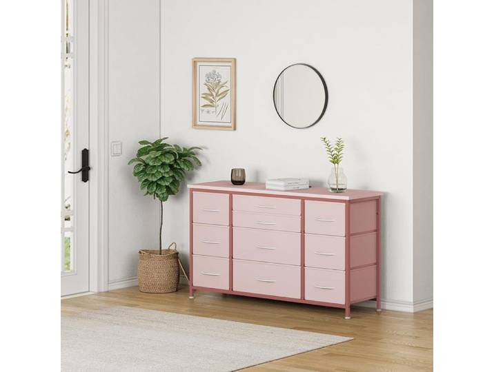 Commode - ROSE - 10 Tiroirs - Tissu - Métal - 121x39x71CM
