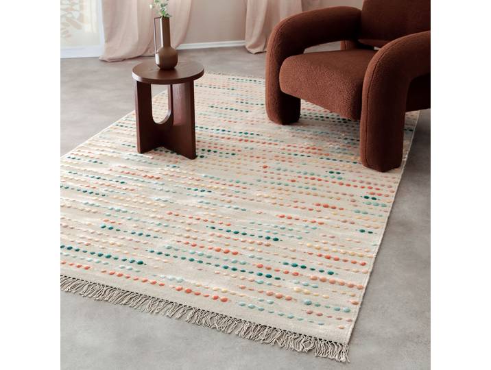 Teppich WECON HOME Maddie , bunt (multi), B:140cm H:11mm L:200cm, Schurwolle, Teppiche, Teppich, handgewebt, robust, strapazierfähig, skandinavisch, Naturfaser