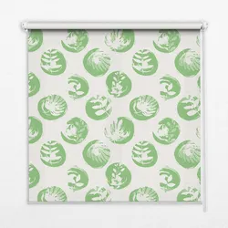 INNENROLLO - Fensterrollo - Rollo - 80x140 cm - Pflanzen spiegeln sich in grünen Kreisen