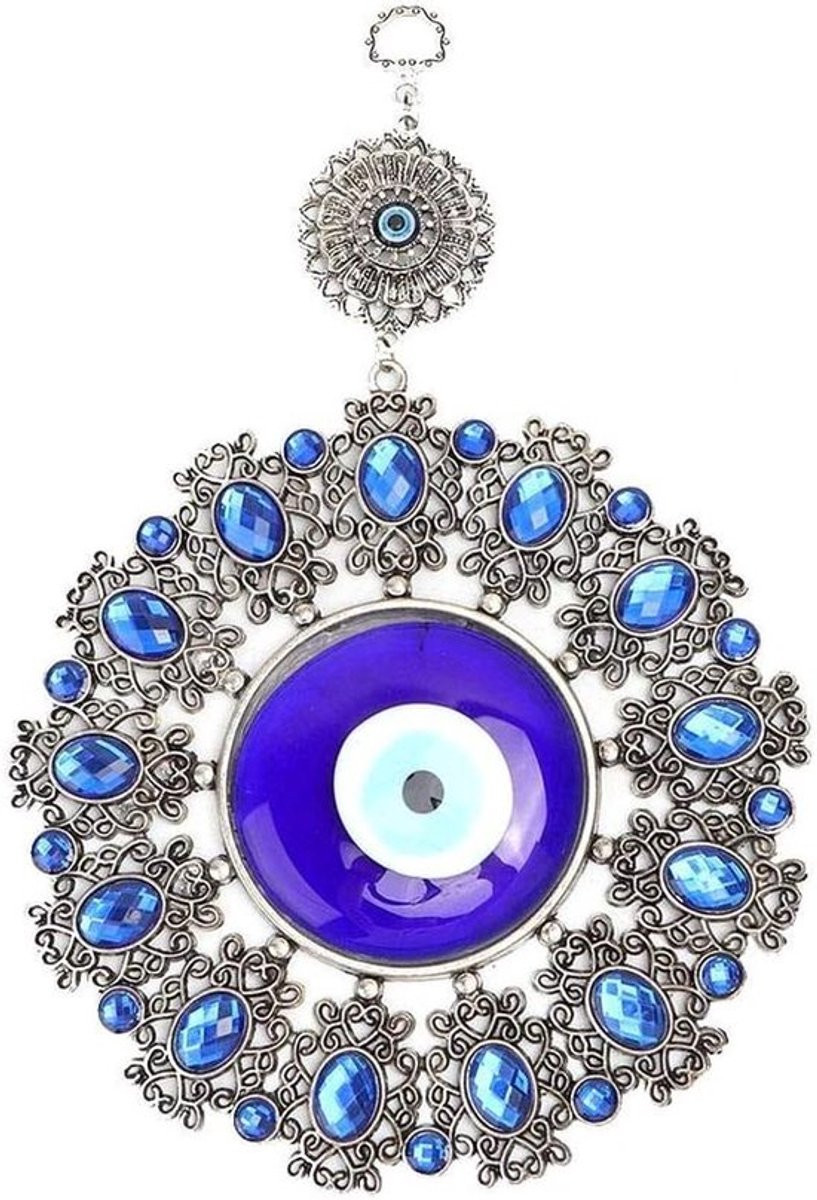 Turks blauw Hamsa hand amulet voor geluk en bescherming, wanddecoratie