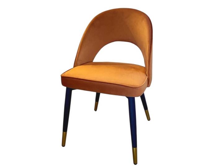 Chaise de repas en velours orange tendance