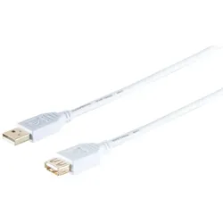 USB-A Verlängerungskabel, 2.0, gold, weiß, 3m