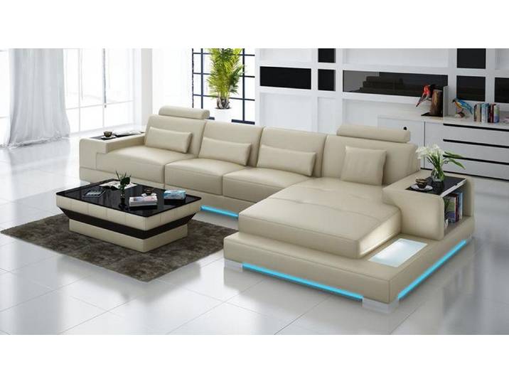 JVmoebel Ecksofa Moderne Ledercouch mit USB-Schnittstelle und elegantem Design, Made in Europa