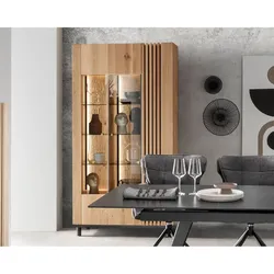 Massivholz »Ascona« Doppelvitrine III 106x200x45 cm / Rückwand Standard / mit Beleuchtung