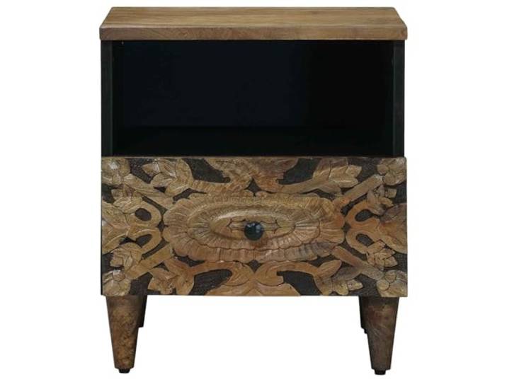 KTHLBRH Bettschrank mit Schublade, braun, 40 x 33 x 46 cm Massives Mangoholz, Maserung und einzigartig, elegantes Design, einfache Pflege
