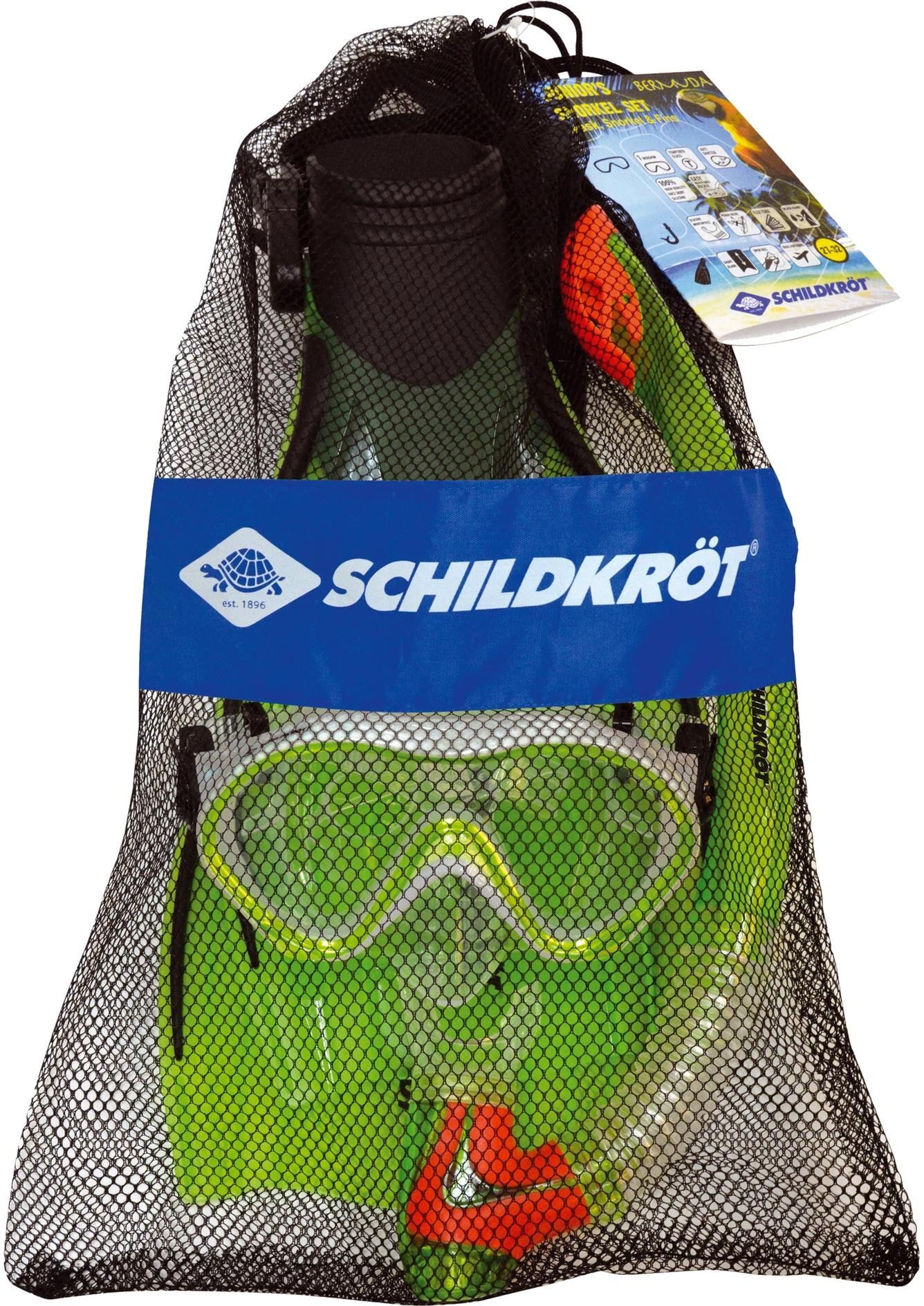 Taucherbrille SCHILDKRÖT FUNSPORTS "Funsports Junior Schnorchel Set BERMUDA - 3-teilig", grün, Sportbrillen, Kinder, Taucherbrille grün Einheitsgröße