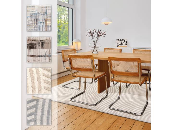 Teppich ASTRA Jules 253 , beige (creme), B:133cm H:8mm L:190cm, Kunstfaser, Teppiche, Teppich, Hoch Tief Struktur, Kurzflor, Wohnzimmer, Schlafzimmer
