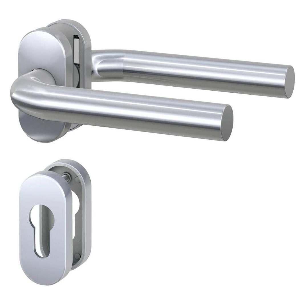 BASI ZB 3250 PZ, Eingangsgriffe-Set mit Schlüssel, Edelstahl, Edelstahl, Beidhändig (Türgriff) (7302-0208)