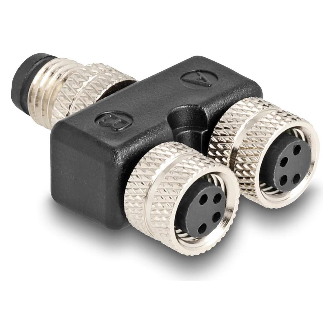 Delock M8 Y-Splitter A-kodiert 4 Pin Stecker zu 2 x Buchse Parallelschaltung (60577)