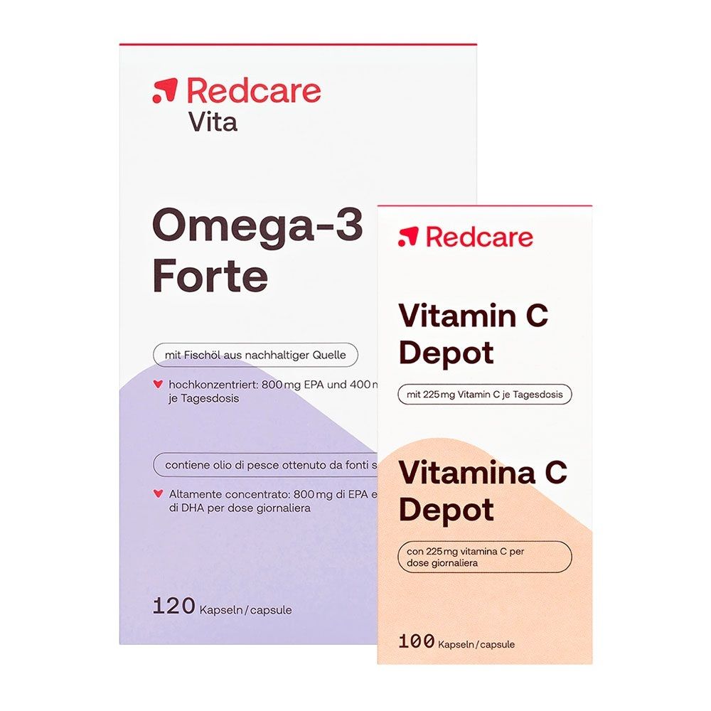 Redcare Omega-3 Forte + Vitamin C Depot 100+120 St Set