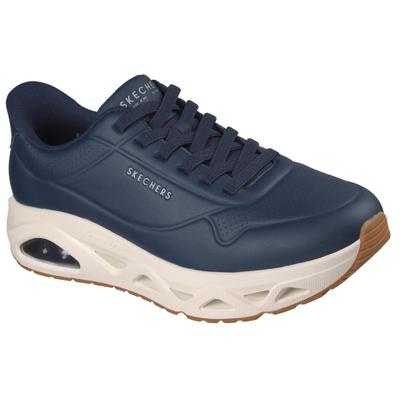 Slip-On Sneaker SKECHERS "UNO GLIDE-STEP-GLIDE ON AIR", Herren, Gr. 41, Textil, blau (navy), Lederimitat, Schuhe, Schnürschuh, Freizeitschuh mit Handsfree Slip-Ins Technologie