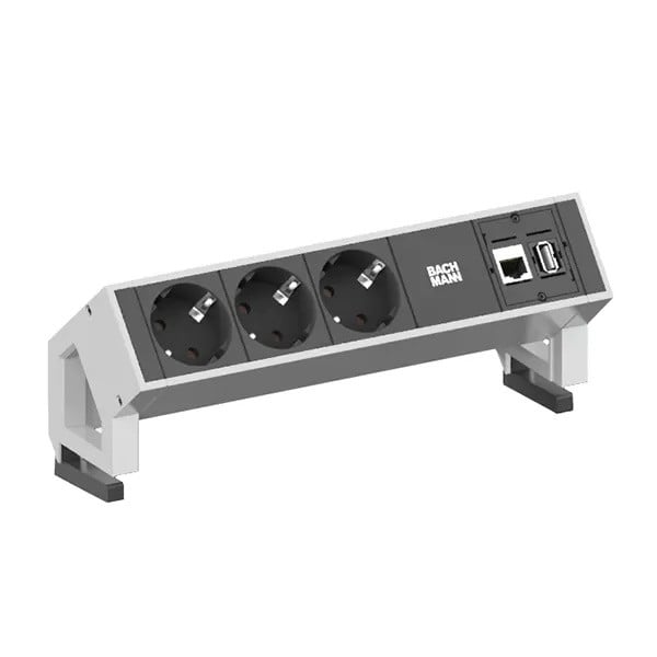 Bachmann DESK2 bureau-stopcontact met 3x geaarde stekker, 1x CAT6 en 1x USB3, wit
