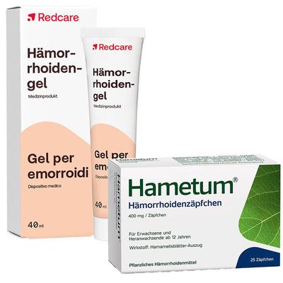 Hametum® Hämorrhoidenzäpfchen + Redcare Hämorrhoidengel 1 St Set