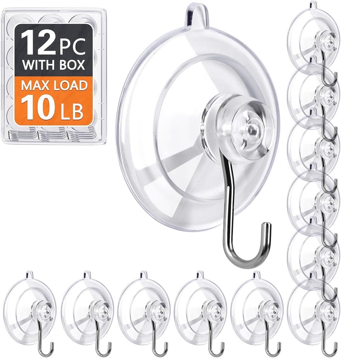 12 stuks Herbruikbare Zuignaphaken - Max Belasting 4,5 kg - Transparant voor Badkamer en Keuken