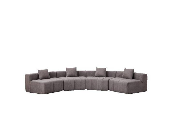 Canapé modulable courbé en chenille gris demi-rond 2 coussins sans montage 383 5 cm JOINERY
